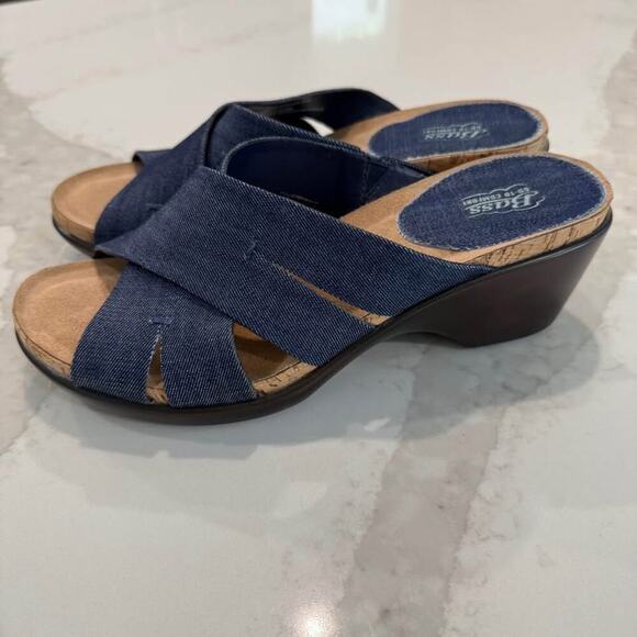G.H. Bass & Co. MaryAnn Denim Wedge Slip On Sandal Womens 8.5M Navy Blue Classic - Picture 4 of 8